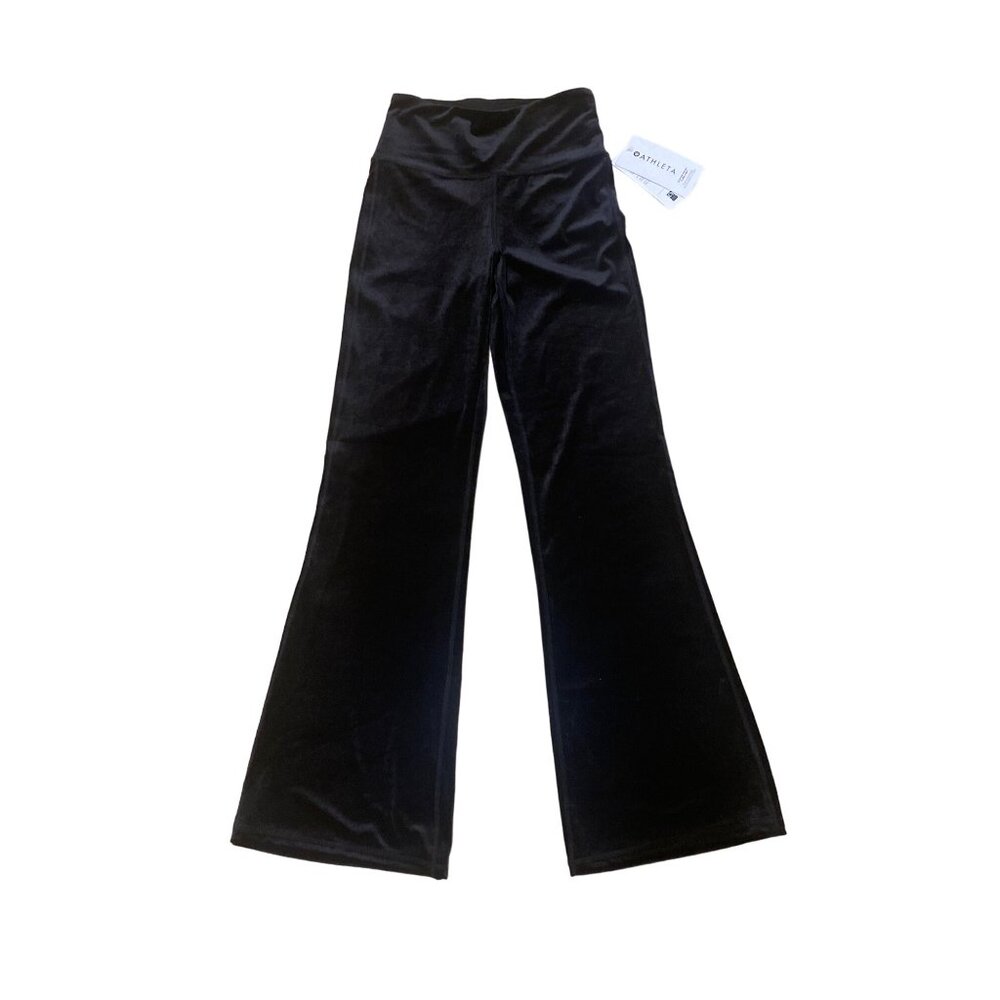 NWT Athleta XS Elation Velvet Flare Pant Black Pants High-Rise Flared $109 - Picture 10 of 16